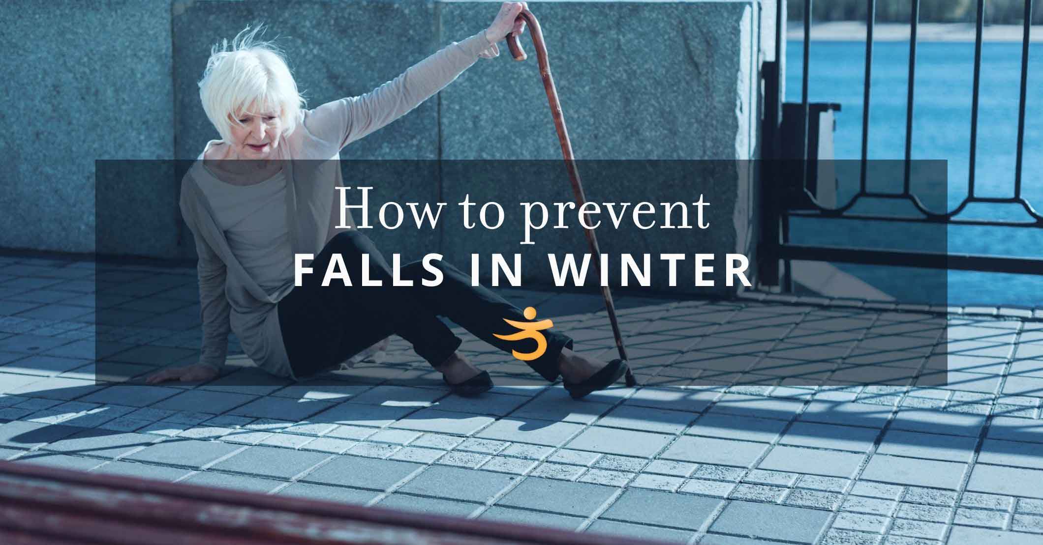 senior woman preventing falls during winter season
